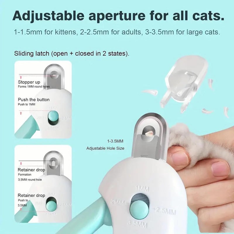 FIAMM Adjustable Cat Nail Clipper to Avoid Excessive Cutting, Cat Nail Trimmer with Nail File, Pet Nail Clippers for Kitten Bunny Guinea Pig Rabbit Ferret (Blue) - Image 3